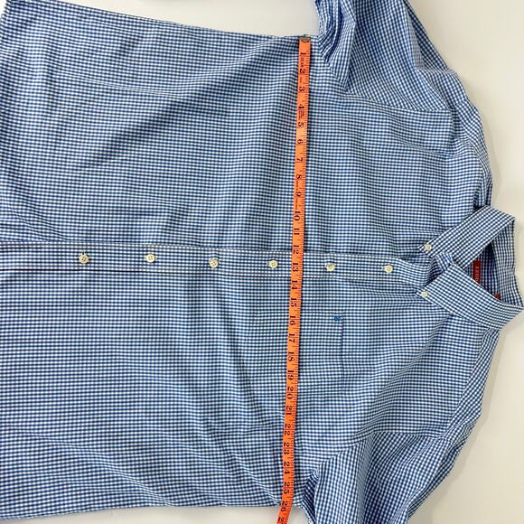 IZOD Gingham Shirt XL Mens Button Up Long Sleeves 100% Cotton Blue Check FLAW - Picture 9 of 12